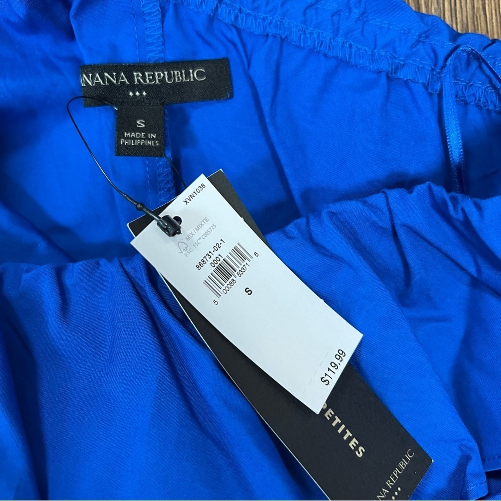 🆕 Banana‎ Republic blue one shoulder ruffle dress SZ SM - Picture 4 of 6